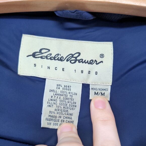 Eddie Bauer Men's Gore-Tex Goose Down Hooded Jacket Green Medium Ridge Line VTG - Picture 12 of 16